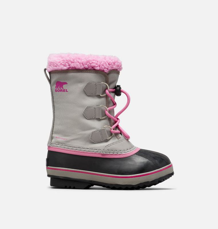 Kids Snow Boots Grey/Black/Pink - Sorel Youth Yoot Pac™ Nylon - 987-JXLEFI